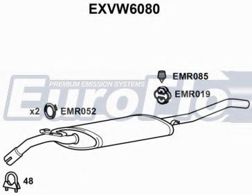 EuroFlo EXVW6080 Глушитель выхлопных газов конечный для VOLKSWAGEN JETTA II (Фольксваген Жэтта 2) EuroFlo EXVW6080 Глушитель выхлопных газов конечный для VOLKSWAGEN JETTA II (Фольксваген Жэтта 2)