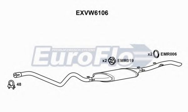 EuroFlo EXVW6106 Глушитель выхлопных газов конечный для VOLKSWAGEN JETTA (Фольксваген Жэтта) EuroFlo EXVW6106 Глушитель выхлопных газов конечный для VOLKSWAGEN JETTA (Фольксваген Жэтта)