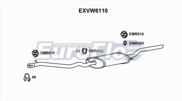 EuroFlo EXVW6110 Глушитель выхлопных газов конечный для VOLKSWAGEN JETTA II (Фольксваген Жэтта 2) EuroFlo EXVW6110 Глушитель выхлопных газов конечный для VOLKSWAGEN JETTA II (Фольксваген Жэтта 2)
