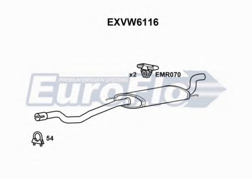 EuroFlo EXVW6116 Глушитель выхлопных газов конечный для VOLKSWAGEN T4 CARAVELLE (Фольксваген Т4 cараvэллэ) EuroFlo EXVW6116 Глушитель выхлопных газов конечный для VOLKSWAGEN T4 CARAVELLE (Фольксваген Т4 cараvэллэ)