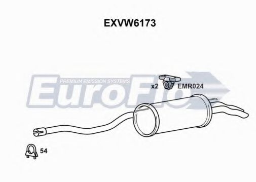 EuroFlo EXVW6173 Глушитель выхлопных газов конечный для VOLKSWAGEN T4 CARAVELLE (Фольксваген Т4 cараvэллэ) EuroFlo EXVW6173 Глушитель выхлопных газов конечный для VOLKSWAGEN T4 CARAVELLE (Фольксваген Т4 cараvэллэ)