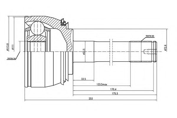 AYWIPARTS AW1510005 Шарнирный комплект, приводной вал 