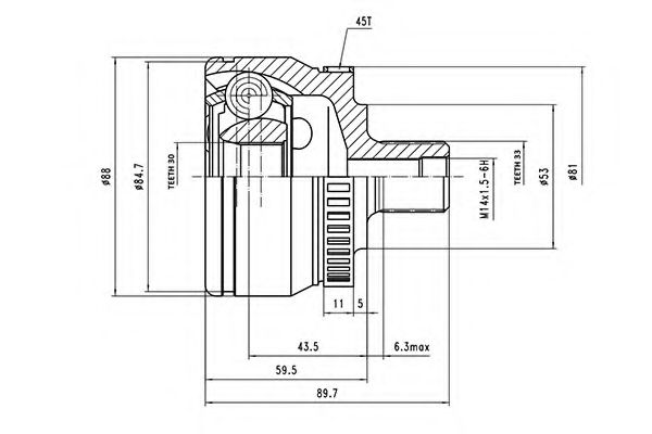 AYWIPARTS AW1510013A Шарнирный комплект, приводной вал для AUDI (Ауди) AYWIPARTS AW1510013A Шарнирный комплект, приводной вал для AUDI (Ауди)
