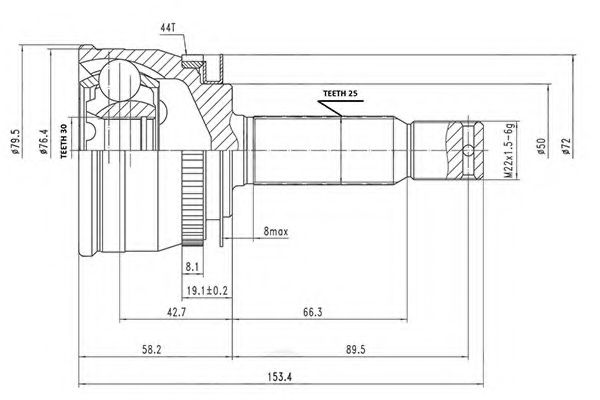 AYWIPARTS AW1510021A Шарнирный комплект, приводной вал 