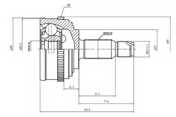 AYWIPARTS AW1510034A Шарнирный комплект, приводной вал 