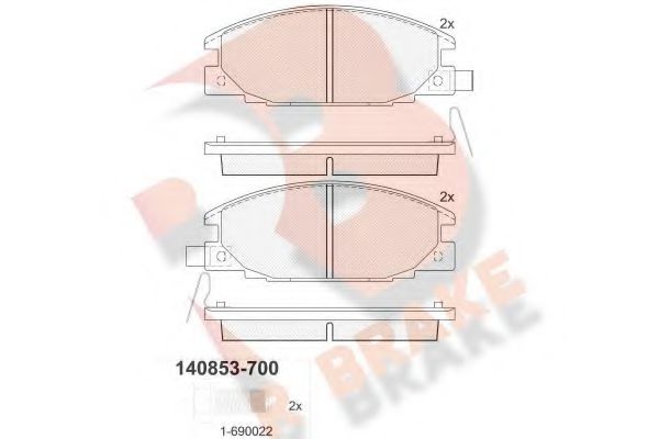 R BRAKE RB0853-700 Комплект тормозных колодок, дисковый тормоз 