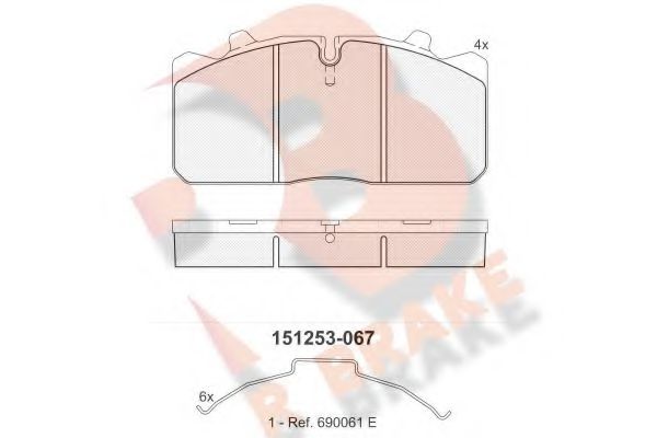 R BRAKE RB1253 Тормозные колодки для RENAULT TRUCKS MIDLUM (Рено трак Мидлум) R BRAKE RB1253 Тормозные колодки для RENAULT TRUCKS MIDLUM (Рено трак Мидлум)