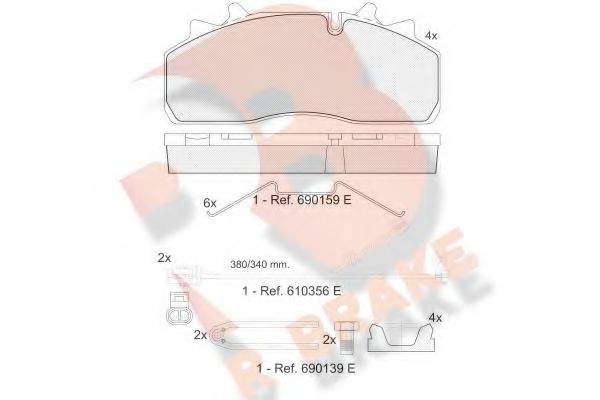 R BRAKE RB1623-124 Тормозные колодки для DAF LF (Даф Лф) R BRAKE RB1623-124 Тормозные колодки для DAF LF (Даф Лф)
