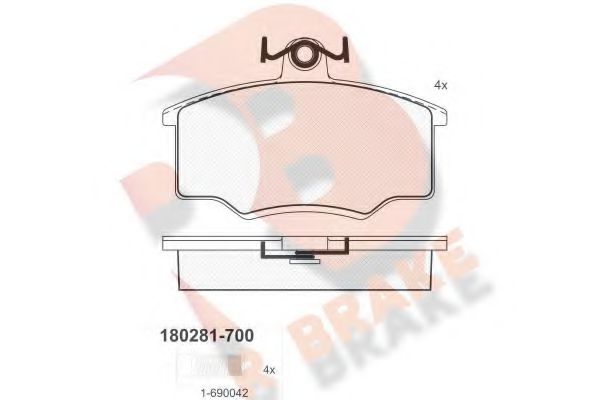 R BRAKE RB0281-700 Тормозные колодки для AUDI 100 (Ауди 100) R BRAKE RB0281-700 Тормозные колодки для AUDI 100 (Ауди 100)