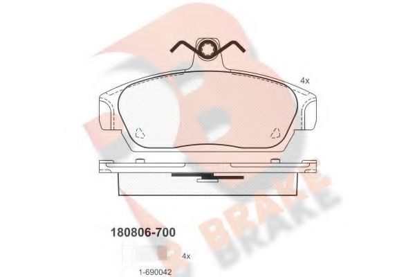 R BRAKE RB0806-700 Комплект тормозных колодок, дисковый тормоз 