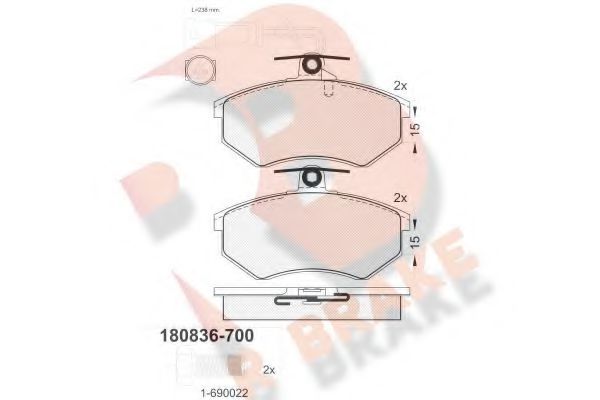R BRAKE RB0836-700 Тормозные колодки для AUDI 100 (Ауди 100) R BRAKE RB0836-700 Тормозные колодки для AUDI 100 (Ауди 100)