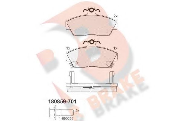 R BRAKE RB0859-701 Комплект тормозных колодок, дисковый тормоз 