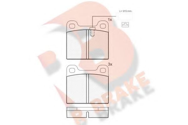 R BRAKE RB0947 Комплект тормозных колодок, дисковый тормоз 