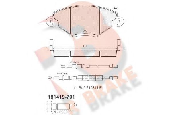 R BRAKE RB1419-701 Тормозные колодки для CITROëN (Cитроëн) R BRAKE RB1419-701 Тормозные колодки для CITROëN (Cитроëн)
