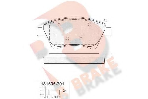R BRAKE RB1535-701 Тормозные колодки для RENAULT SCNIC II (Рено Сценик 2) R BRAKE RB1535-701 Тормозные колодки для RENAULT SCNIC II (Рено Сценик 2)