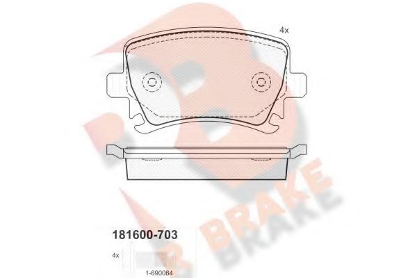 R BRAKE RB1600-703 Тормозные колодки для VOLKSWAGEN (Фольксваген) R BRAKE RB1600-703 Тормозные колодки для VOLKSWAGEN (Фольксваген)