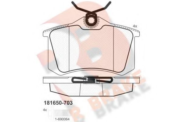R BRAKE RB1650-703 Тормозные колодки для RENAULT SCNIC II (Рено Сценик 2) R BRAKE RB1650-703 Тормозные колодки для RENAULT SCNIC II (Рено Сценик 2)
