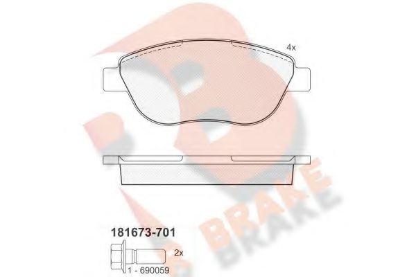 R BRAKE RB1673-701 Тормозные колодки для ABARTH (Абартх) R BRAKE RB1673-701 Тормозные колодки для ABARTH (Абартх)