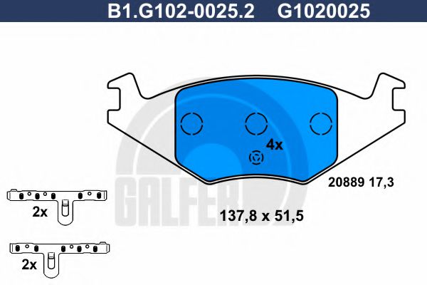 GALFER B1.G102-0025.2 Тормозные колодки для VOLKSWAGEN JETTA II (Фольксваген Жэтта 2) GALFER B1.G102-0025.2 Тормозные колодки для VOLKSWAGEN JETTA II (Фольксваген Жэтта 2)