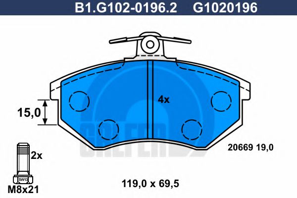 GALFER B1.G102-0196.2 Тормозные колодки для AUDI 100 (Ауди 100) GALFER B1.G102-0196.2 Тормозные колодки для AUDI 100 (Ауди 100)