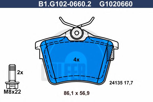 GALFER B1.G102-0660.2 Тормозные колодки для PEUGEOT 407 (Пежо 407) GALFER B1.G102-0660.2 Тормозные колодки для PEUGEOT 407 (Пежо 407)