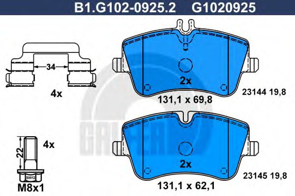 GALFER B1.G102-0925.2 Тормозные колодки для MERCEDESBENZ (Мерседес бенц) GALFER B1.G102-0925.2 Тормозные колодки для MERCEDESBENZ (Мерседес бенц)
