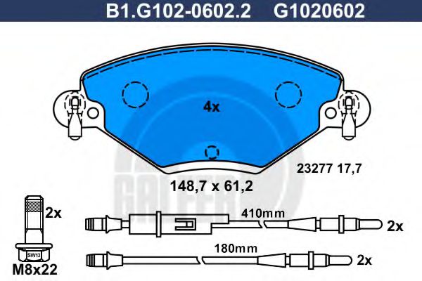 GALFER B1.G102-0602.2 Тормозные колодки для CITROëN (Cитроëн) GALFER B1.G102-0602.2 Тормозные колодки для CITROëN (Cитроëн)