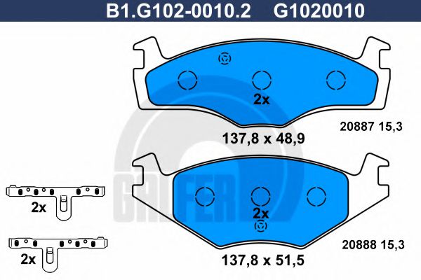 GALFER B1.G102-0010.2 Тормозные колодки для VOLKSWAGEN SCIROCCO (Фольксваген Сcироccо) GALFER B1.G102-0010.2 Тормозные колодки для VOLKSWAGEN SCIROCCO (Фольксваген Сcироccо)