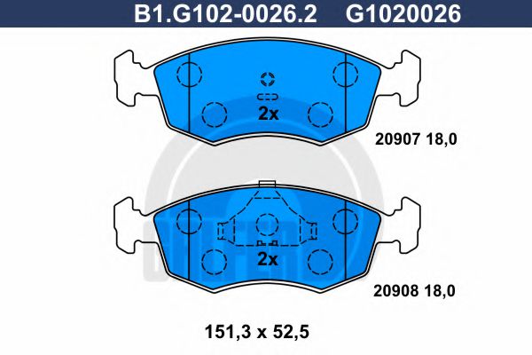 GALFER B1.G102-0026.2 Тормозные колодки для FORD (Форд) GALFER B1.G102-0026.2 Тормозные колодки для FORD (Форд)