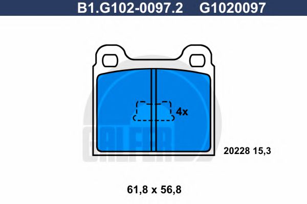 GALFER B1.G102-0097.2 Тормозные колодки для VOLKSWAGEN DASHER (Фольксваген Дашэр) GALFER B1.G102-0097.2 Тормозные колодки для VOLKSWAGEN DASHER (Фольксваген Дашэр)