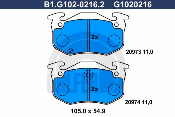 GALFER B1.G102-0216.2 Тормозные колодки для PEUGEOT 205 I (Пежо 205 и) GALFER B1.G102-0216.2 Тормозные колодки для PEUGEOT 205 I (Пежо 205 и)