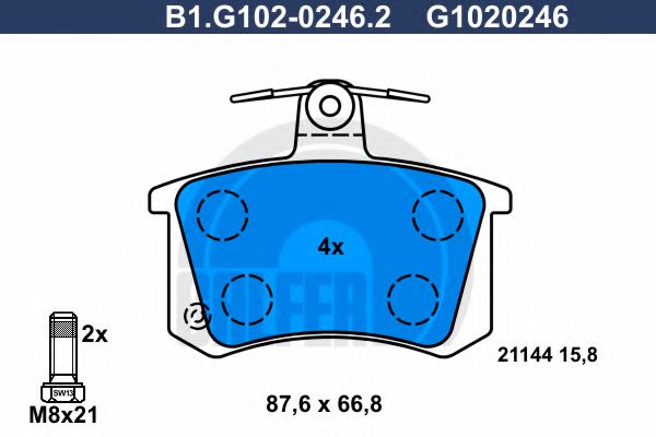 GALFER B1.G102-0246.2 Тормозные колодки для AUDI A8 (Ауди А8) GALFER B1.G102-0246.2 Тормозные колодки для AUDI A8 (Ауди А8)