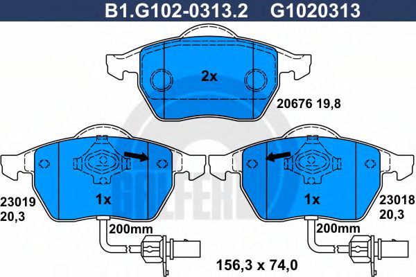 GALFER B1.G102-0313.2 Тормозные колодки для VOLKSWAGEN (Фольксваген) GALFER B1.G102-0313.2 Тормозные колодки для VOLKSWAGEN (Фольксваген)