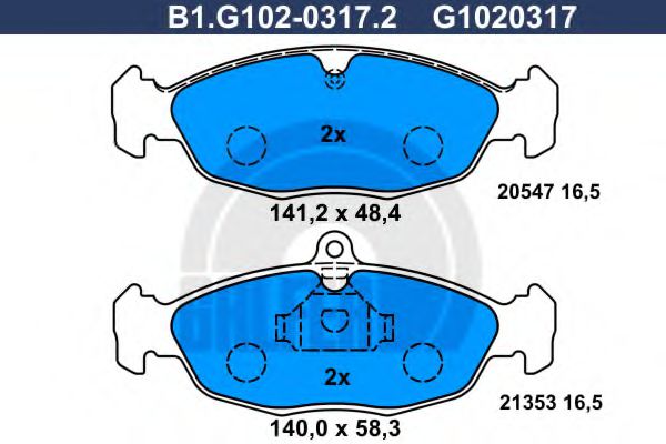 GALFER B1.G102-0317.2 Тормозные колодки для DAEWOO (Дэу) GALFER B1.G102-0317.2 Тормозные колодки для DAEWOO (Дэу)