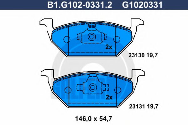 GALFER B1.G102-0331.2 Тормозные колодки для VOLKSWAGEN (Фольксваген) GALFER B1.G102-0331.2 Тормозные колодки для VOLKSWAGEN (Фольксваген)