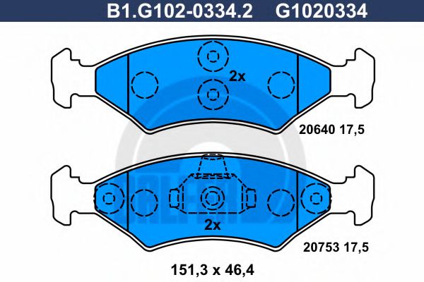 GALFER B1.G102-0334.2 Тормозные колодки для FORD FIESTA (Форд Фиэста) GALFER B1.G102-0334.2 Тормозные колодки для FORD FIESTA (Форд Фиэста)