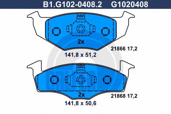 GALFER B1.G102-0408.2 Тормозные колодки для VOLKSWAGEN (Фольксваген) GALFER B1.G102-0408.2 Тормозные колодки для VOLKSWAGEN (Фольксваген)