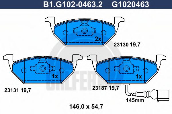 GALFER B1.G102-0463.2 Тормозные колодки для VOLKSWAGEN BORA / JETTA V (1K5), GOLF V Variant (1K5), JETTA V (1K5), VENTO V (1K5) 1.4 TSI GALFER B1.G102-0463.2 Тормозные колодки для VOLKSWAGEN BORA / JETTA V (1K5), GOLF V Variant (1K5), JETTA V (1K5), VENTO V (1K5) 1.4 TSI