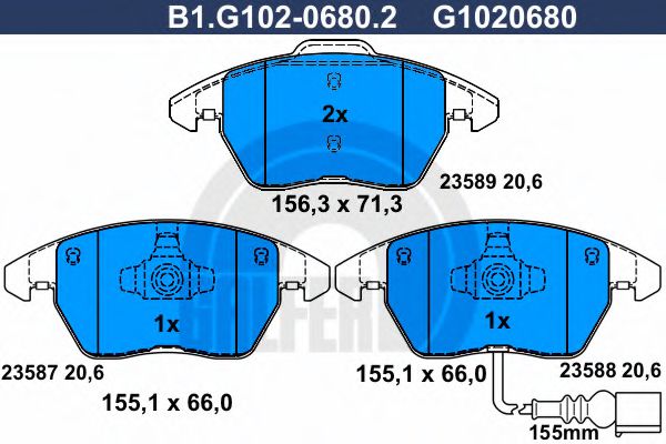 GALFER B1.G102-0680.2 Тормозные колодки для VOLKSWAGEN BORA / JETTA V (1K5), GOLF V Variant (1K5), JETTA V (1K5), VENTO V (1K5) 1.4 TSI GALFER B1.G102-0680.2 Тормозные колодки для VOLKSWAGEN BORA / JETTA V (1K5), GOLF V Variant (1K5), JETTA V (1K5), VENTO V (1K5) 1.4 TSI