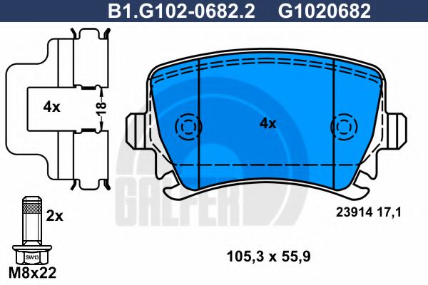 GALFER B1.G102-0682.2 Тормозные колодки для AUDI TT (Ауди Тт) GALFER B1.G102-0682.2 Тормозные колодки для AUDI TT (Ауди Тт)