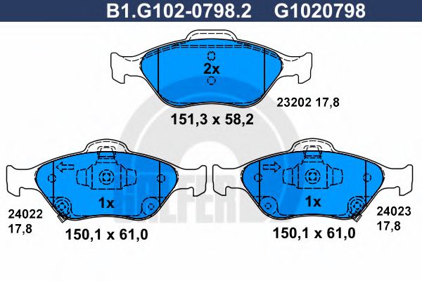 GALFER B1.G102-0798.2 Тормозные колодки для TOYOTA YARIS (Тойота/тоета Ярис) GALFER B1.G102-0798.2 Тормозные колодки для TOYOTA YARIS (Тойота/тоета Ярис)