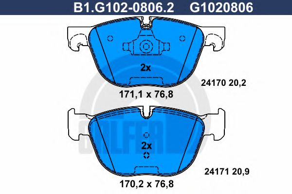 GALFER B1.G102-0806.2 Тормозные колодки для BMW X5 (F15, F85) xDrive 40e GALFER B1.G102-0806.2 Тормозные колодки для BMW X5 (F15, F85) xDrive 40e