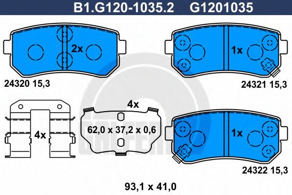 GALFER B1.G120-1035.2 Тормозные колодки для HYUNDAI EMBERA V (Хендай Эмбэра v) GALFER B1.G120-1035.2 Тормозные колодки для HYUNDAI EMBERA V (Хендай Эмбэра v)