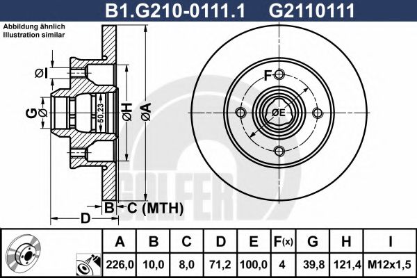 GALFER B1.G210-0111.1 Тормозной диск для VOLKSWAGEN CORRADO (Фольксваген Cоррадо) GALFER B1.G210-0111.1 Тормозной диск для VOLKSWAGEN CORRADO (Фольксваген Cоррадо)