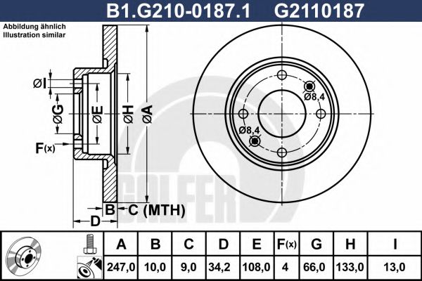 GALFER B1.G210-0187.1 Тормозной диск для PEUGEOT 205 II (Пежо 205 2) GALFER B1.G210-0187.1 Тормозной диск для PEUGEOT 205 II (Пежо 205 2)