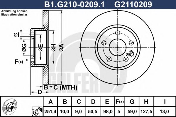GALFER B1.G210-0209.1 Тормозной диск для LANCIA (Лансиа/лянча) GALFER B1.G210-0209.1 Тормозной диск для LANCIA (Лансиа/лянча)