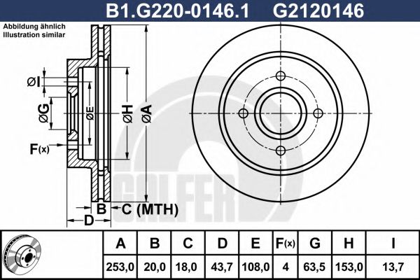 GALFER B1.G220-0146.1 Тормозной диск для FORD MONDEO (GBP), MONDEO I (GBP) 1.8 i 16V GALFER B1.G220-0146.1 Тормозной диск для FORD MONDEO (GBP), MONDEO I (GBP) 1.8 i 16V