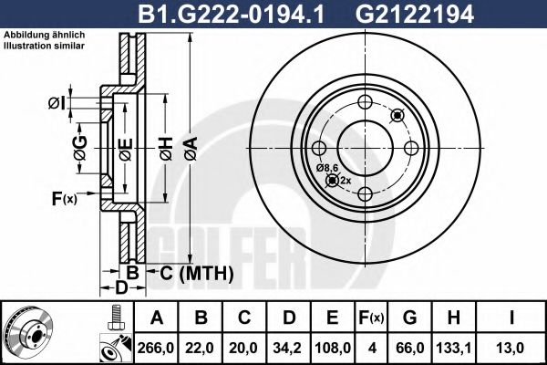 GALFER B1.G222-0194.1 Тормозной диск для PEUGEOT 207 (Пежо 207) GALFER B1.G222-0194.1 Тормозной диск для PEUGEOT 207 (Пежо 207)