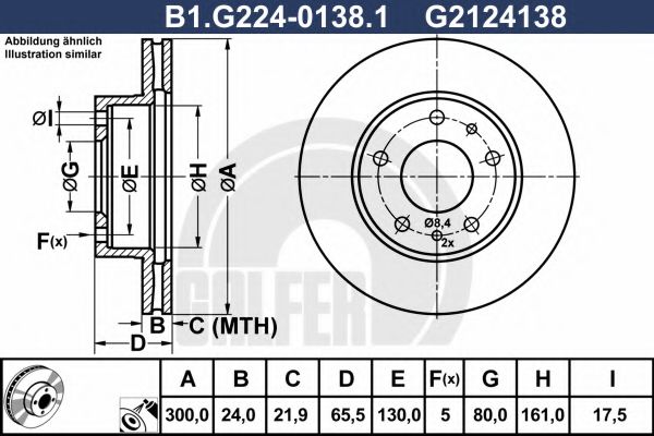 GALFER B1.G224-0138.1 Тормозной диск для FIAT DUCATO (Фиат Дукато) GALFER B1.G224-0138.1 Тормозной диск для FIAT DUCATO (Фиат Дукато)