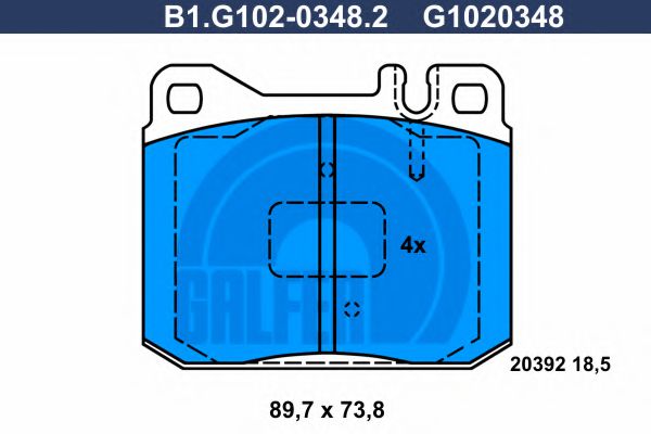GALFER B1.G102-0348.2 Тормозные колодки для VOLKSWAGEN (Фольксваген) GALFER B1.G102-0348.2 Тормозные колодки для VOLKSWAGEN (Фольксваген)